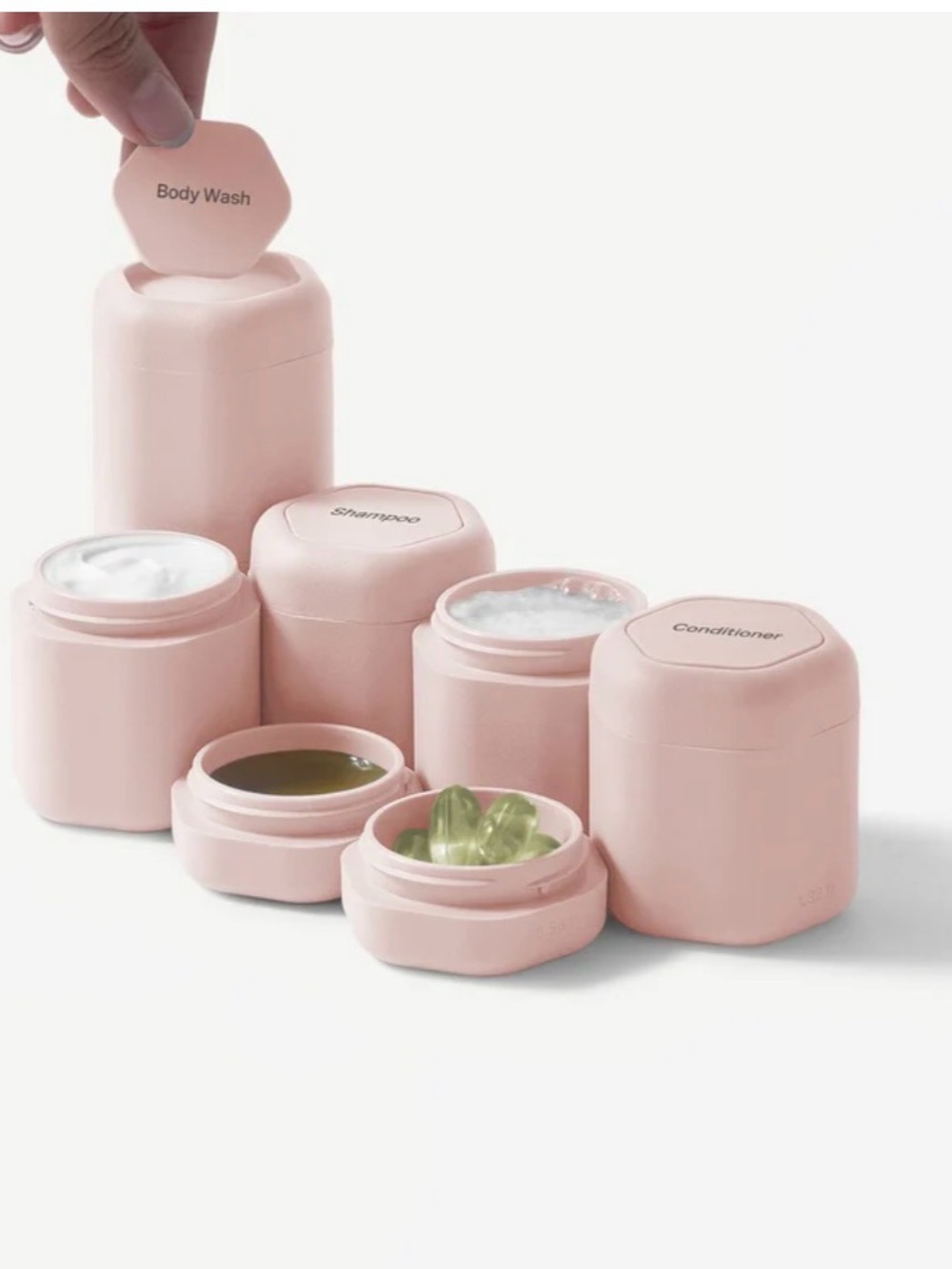 Cadence Travel Skincare Jar Set - Pink Refillable Containers